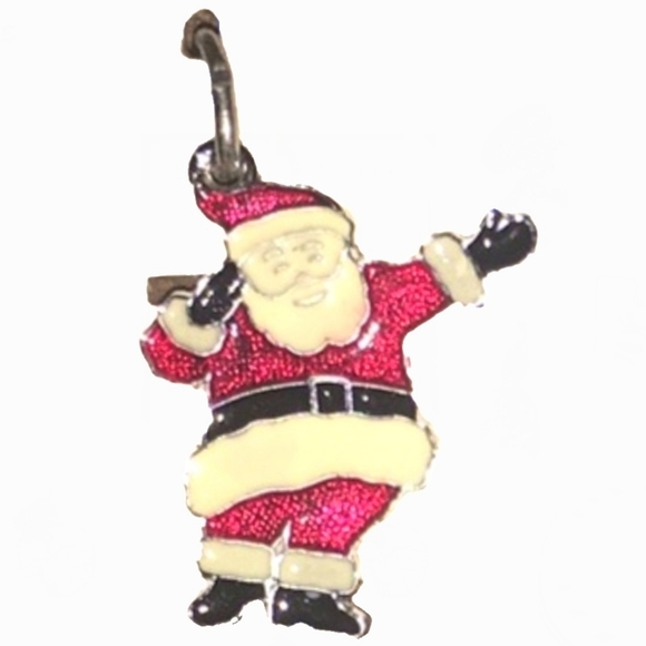 Jewelry - Vintage Sterling Silver Santa Clause St Saint Nick Christmas Pendant Red Green